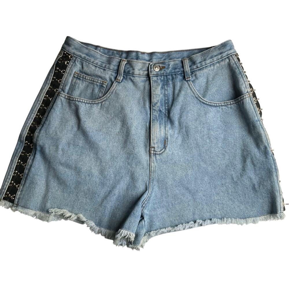 Zana-Di Vintage High Waisted Denim Shorts Hook & Eye Detail  Sz 32” Cutoff Y2k